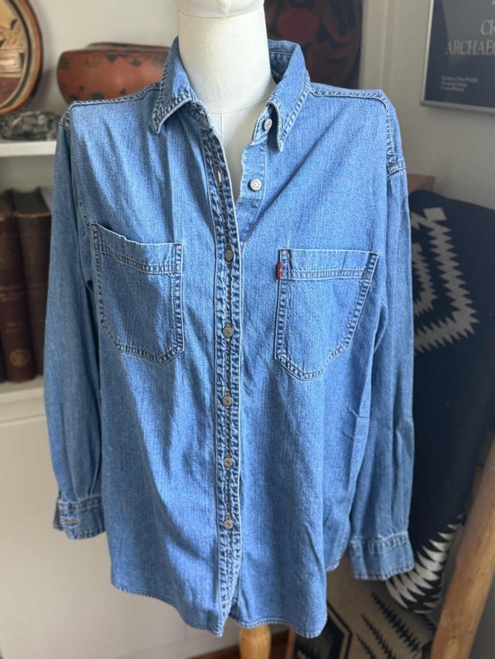 Vintage Levi's Red Label Women's Denim Buttondown with Red Tab